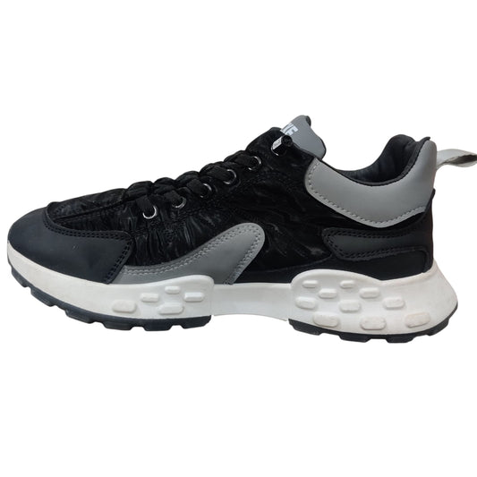 Men’s Black & Grey Chunky Sneakers – Lightweight Casual Sports Shoes with Cushion Grip Sole