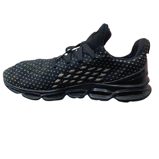 Men’s Black Breathable Knit Running Shoes – Lightweight Sports Sneakers with Air Cushion Sole
