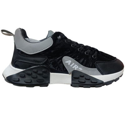 Men’s Black & Grey Chunky Sneakers – Lightweight Casual Sports Shoes with Cushion Grip Sole