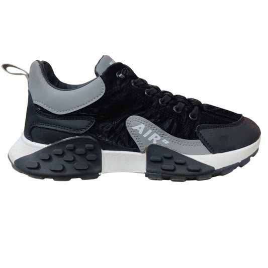 Men’s Black & Grey Chunky Sneakers – Lightweight Casual Sports Shoes with Cushion Grip Sole