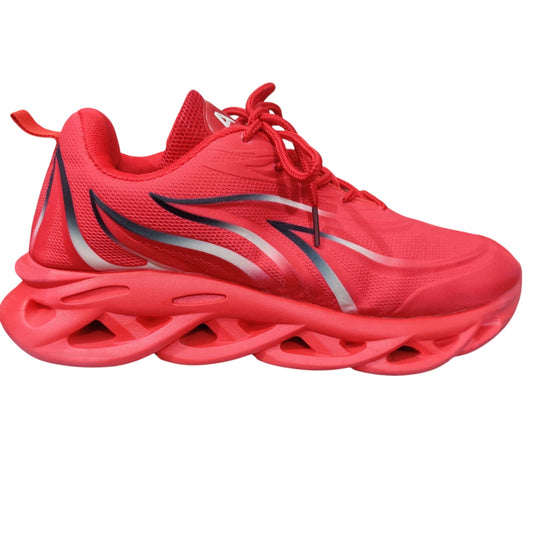 Men’s Red Lightweight Running Shoes – Breathable Sports Sneakers with Shock-Absorbing Sole