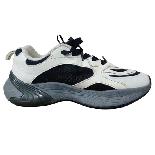 Kid’s White & Black Running Shoes – Lightweight Breathable Sports Sneakers with Cushioned Sole