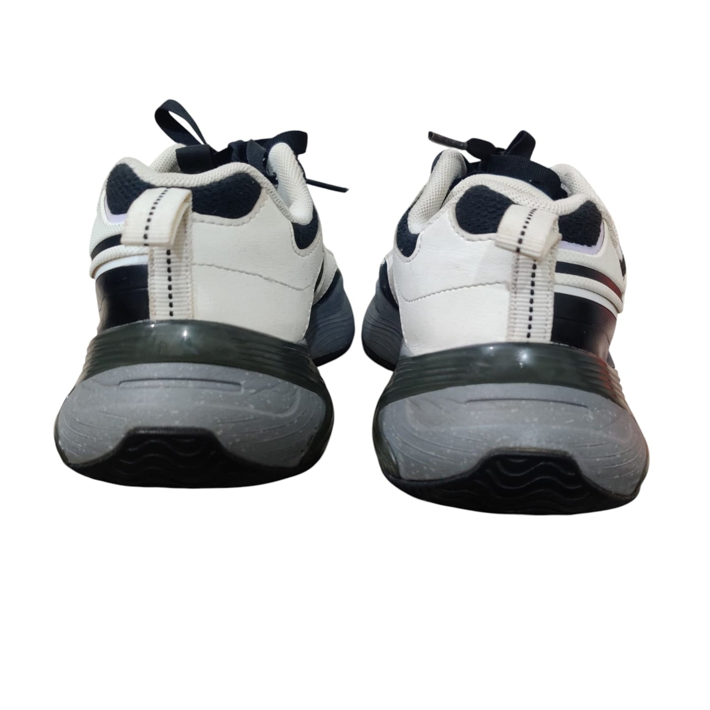 Kid’s White & Black Running Shoes – Lightweight Breathable Sports Sneakers with Cushioned Sole