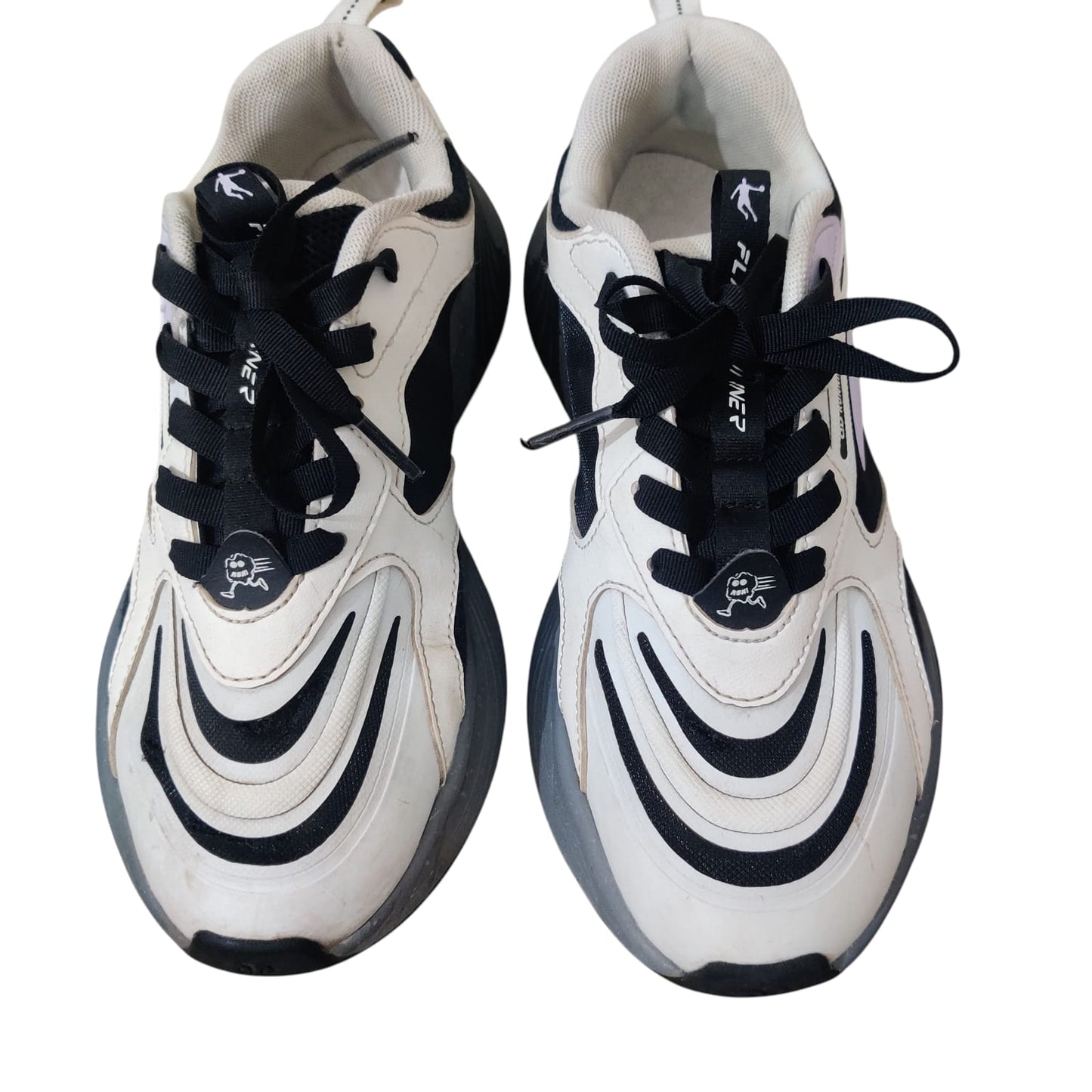 Kid’s White & Black Running Shoes – Lightweight Breathable Sports Sneakers with Cushioned Sole