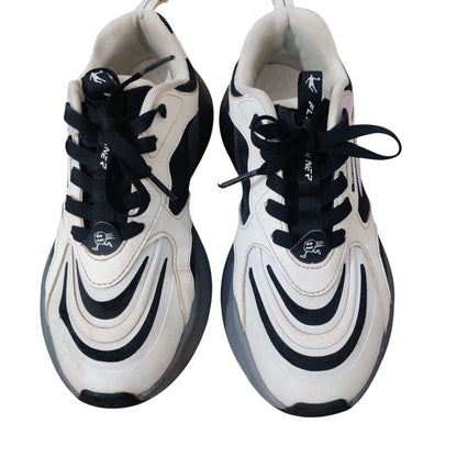 Kid’s White & Black Running Shoes – Lightweight Breathable Sports Sneakers with Cushioned Sole