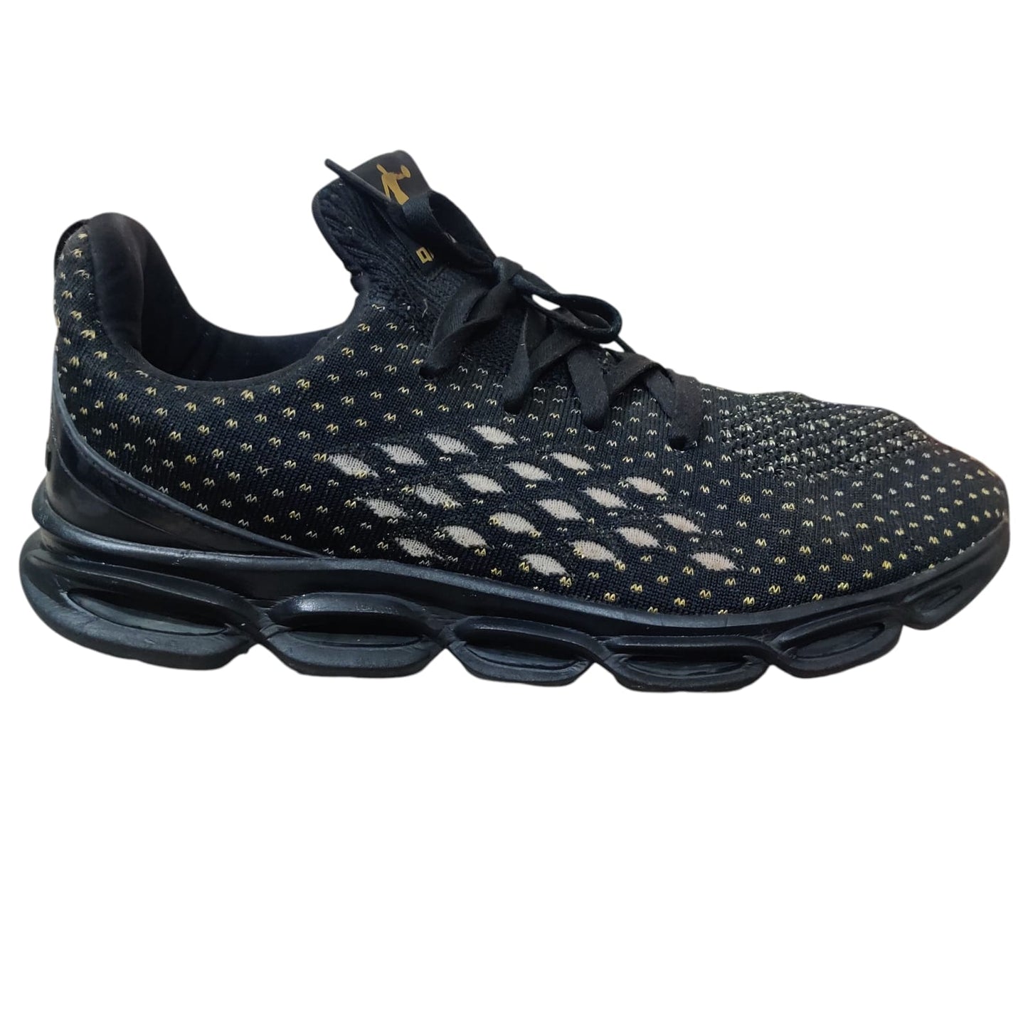 Men’s Black Breathable Knit Running Shoes – Lightweight Sports Sneakers with Air Cushion Sole