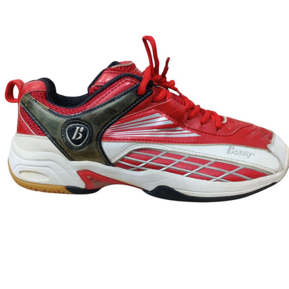 Men’s Red & White Bonny Sports Shoes – Lightweight Indoor Court Sneakers with Non-Slip Sole