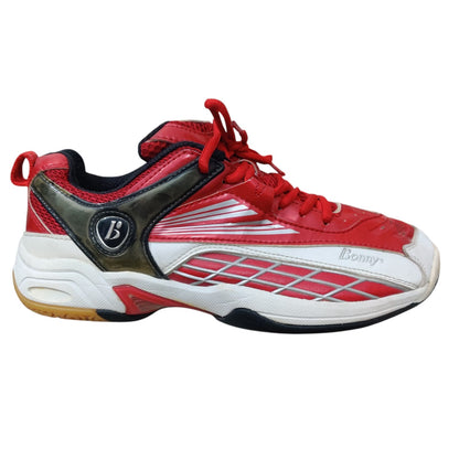 Men’s Red & White Bonny Sports Shoes – Lightweight Indoor Court Sneakers with Non-Slip Sole