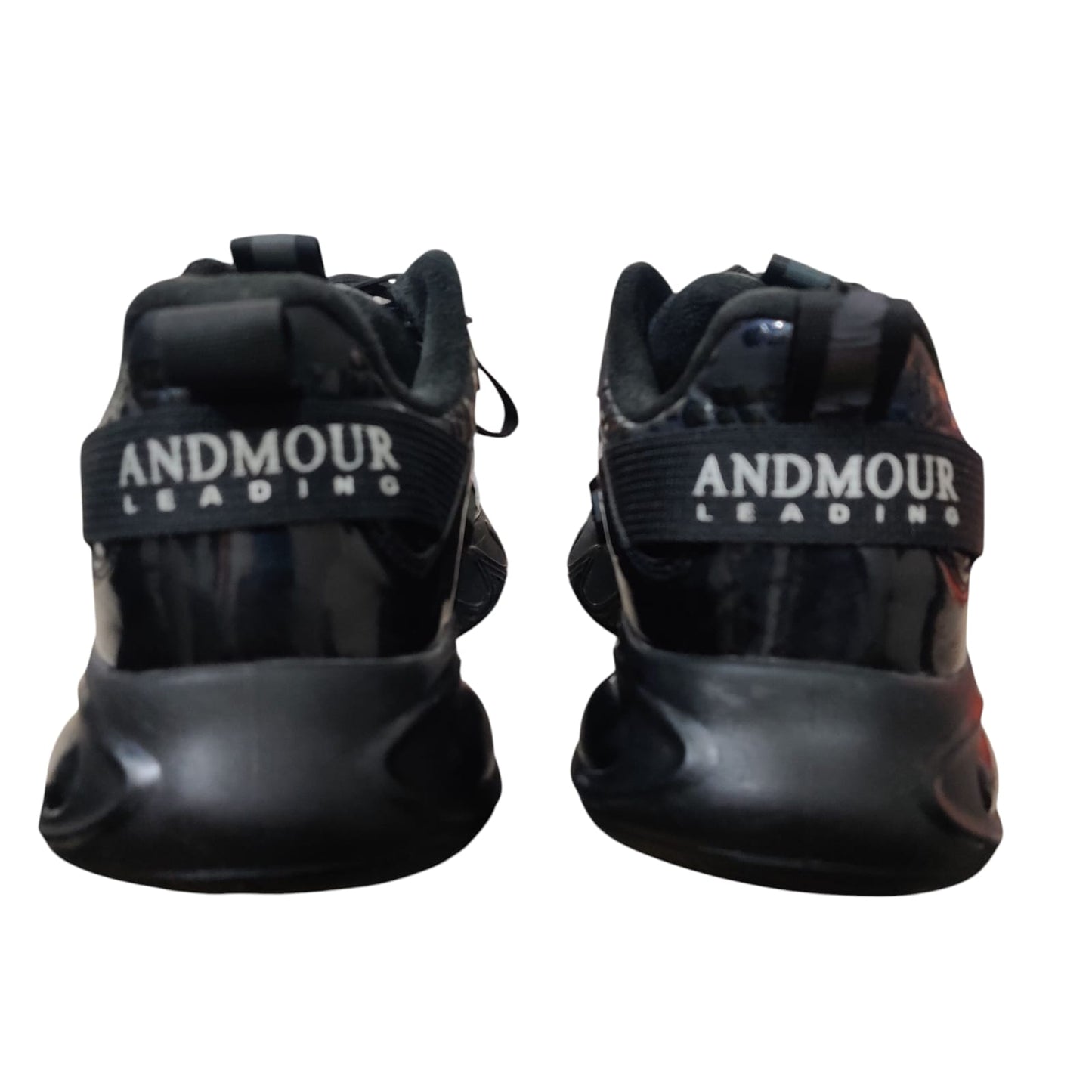 Men’s Black Glossy Chunky Sneakers – Stylish Casual Sports Shoes with Comfort Sole