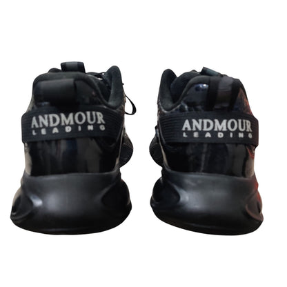 Men’s Black Glossy Chunky Sneakers – Stylish Casual Sports Shoes with Comfort Sole