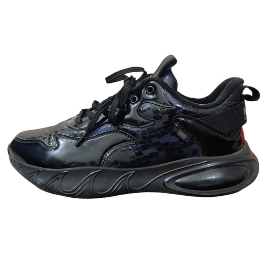 Men’s Black Glossy Chunky Sneakers – Stylish Casual Sports Shoes with Comfort Sole