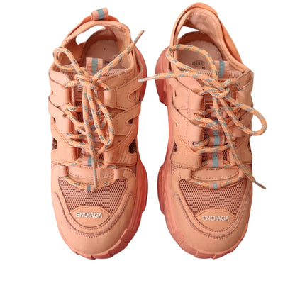 Women Orange Chunky Sneakers – Breathable Mesh Casual Sports Shoes with Fashion Design