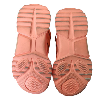 Women Orange Chunky Sneakers – Breathable Mesh Casual Sports Shoes with Fashion Design