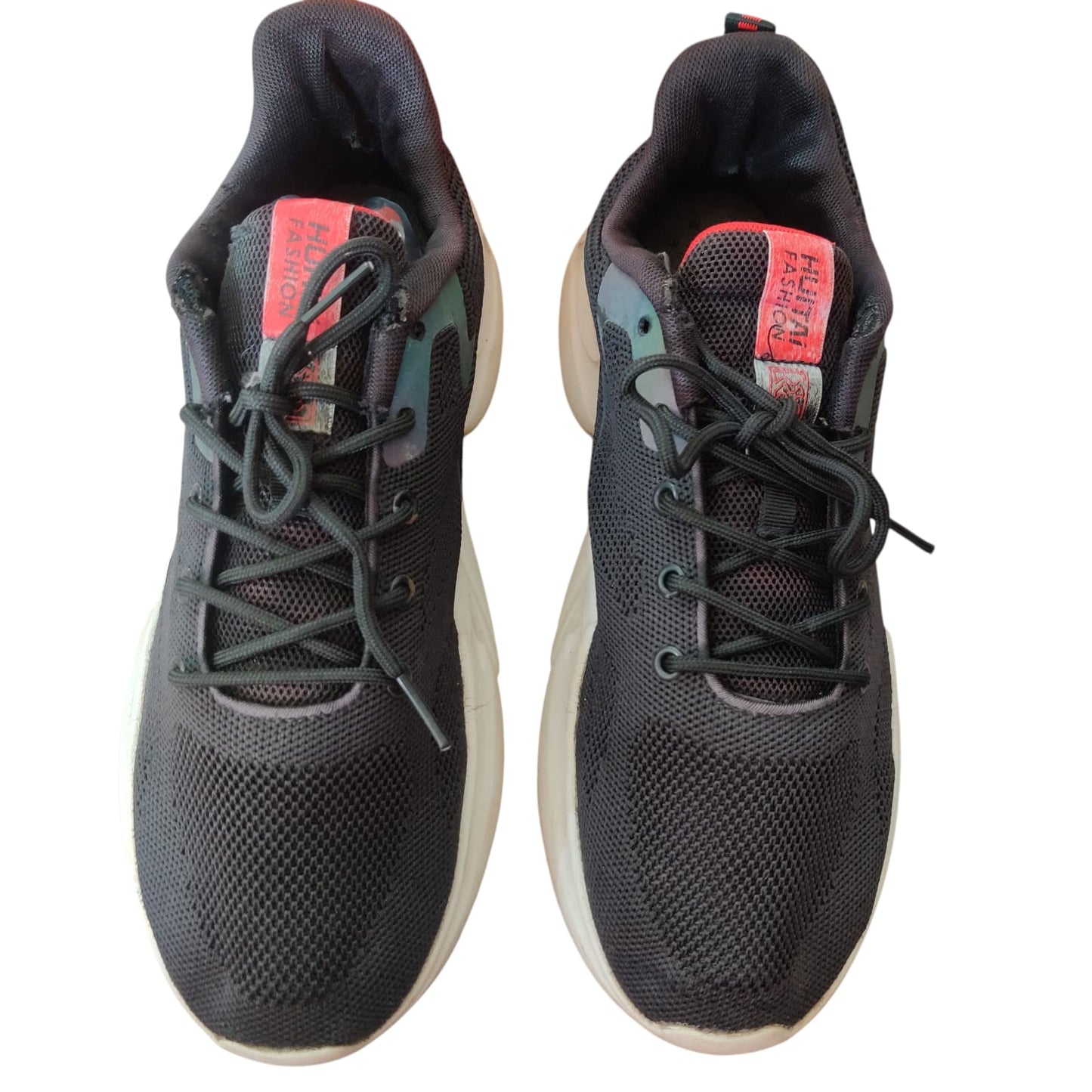 Men’s Black Mesh Sneakers – Lightweight Breathable Casual Running Shoes with White Sole