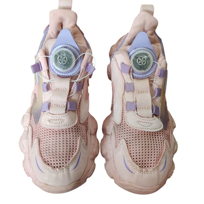 Women’s Pink & Purple Chunky Sneakers – Breathable Mesh Casual Sports Shoes with Unique Design