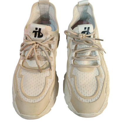 Men’s Beige Chunky Sneakers – Lightweight Breathable Casual Sports Shoes with Textured Sole